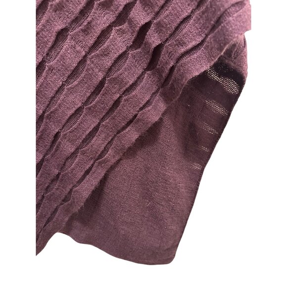 Knitted Plum Purple Textured Cowl Neck Poncho Sweater - Picture 4 of 5